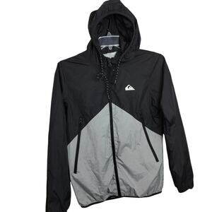 M958) Quiksilver Men's Colorblock Black Gray New Wave Windbreaker Small